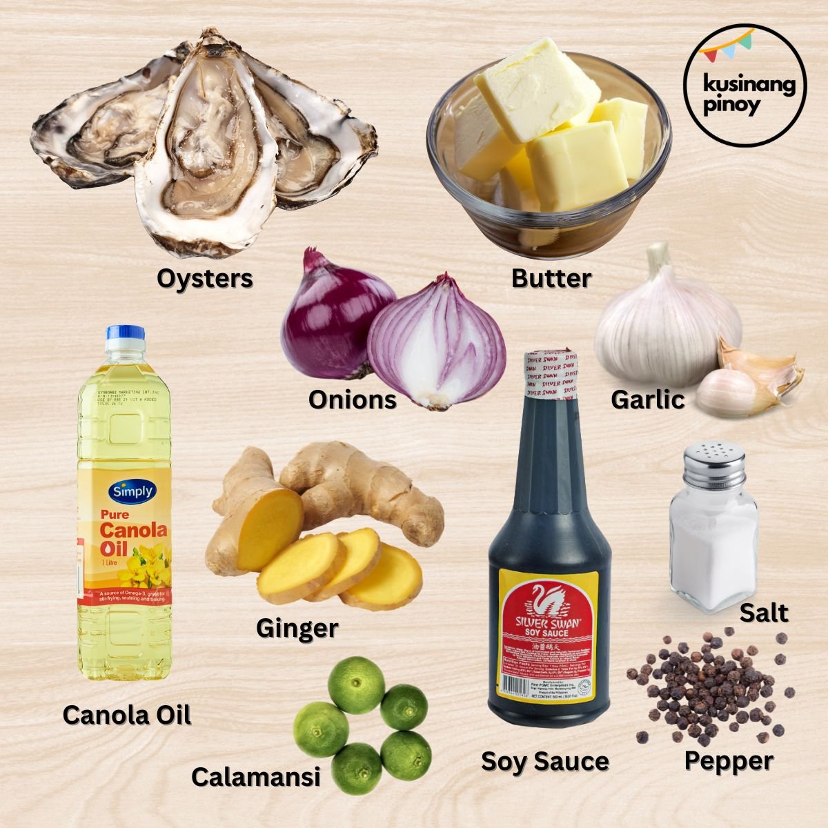 Ingredients for Adobong Talaba