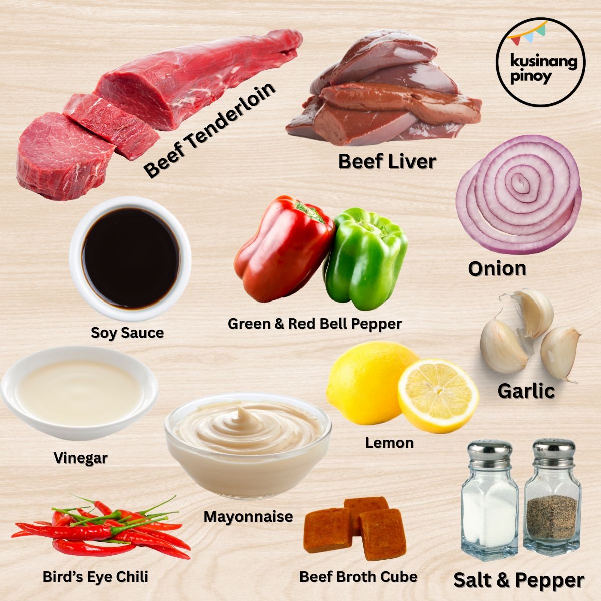Ingredients for Homemade Beef Sisig Recipe