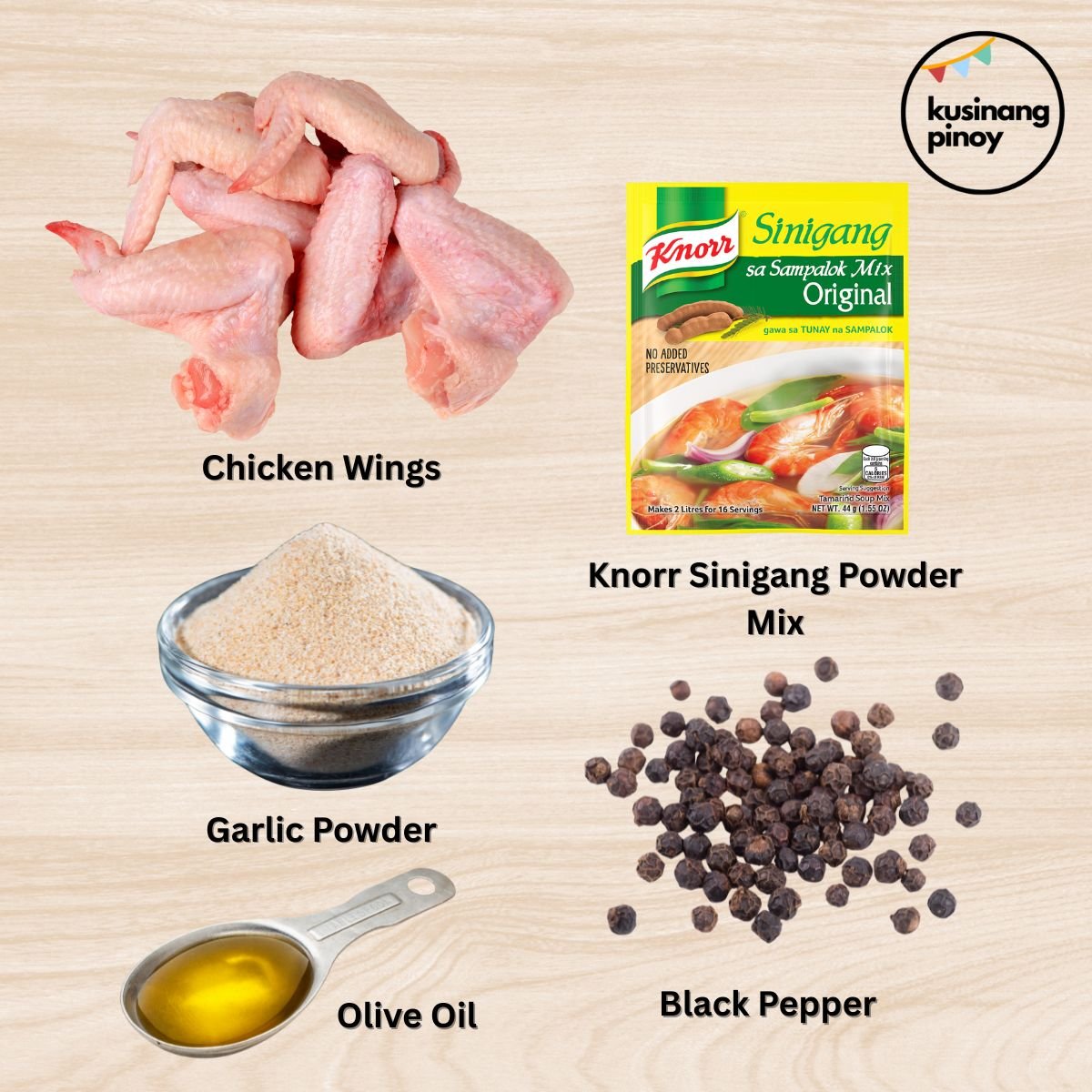 Ingredients for Sinigang Air Fried Wings