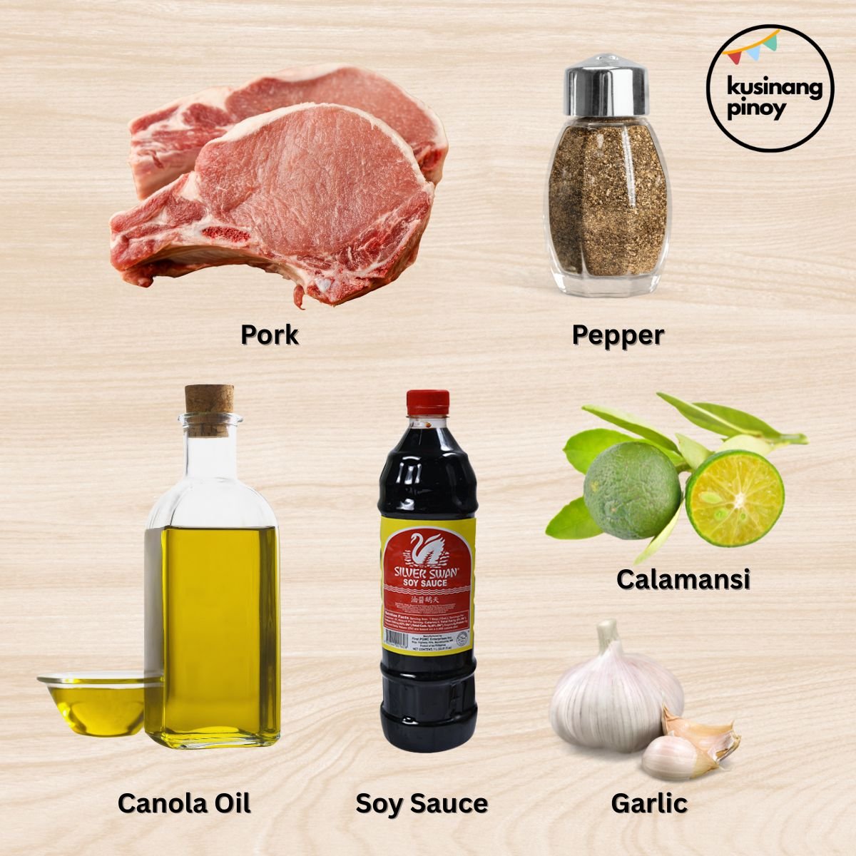 Ingredients for Toyomansi Pork Chops