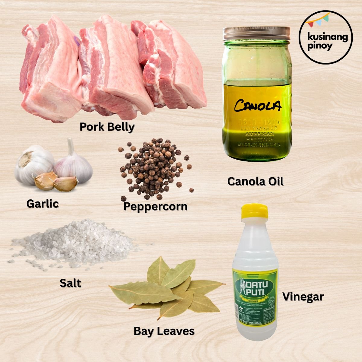 Ingredients for Lechon Kawali