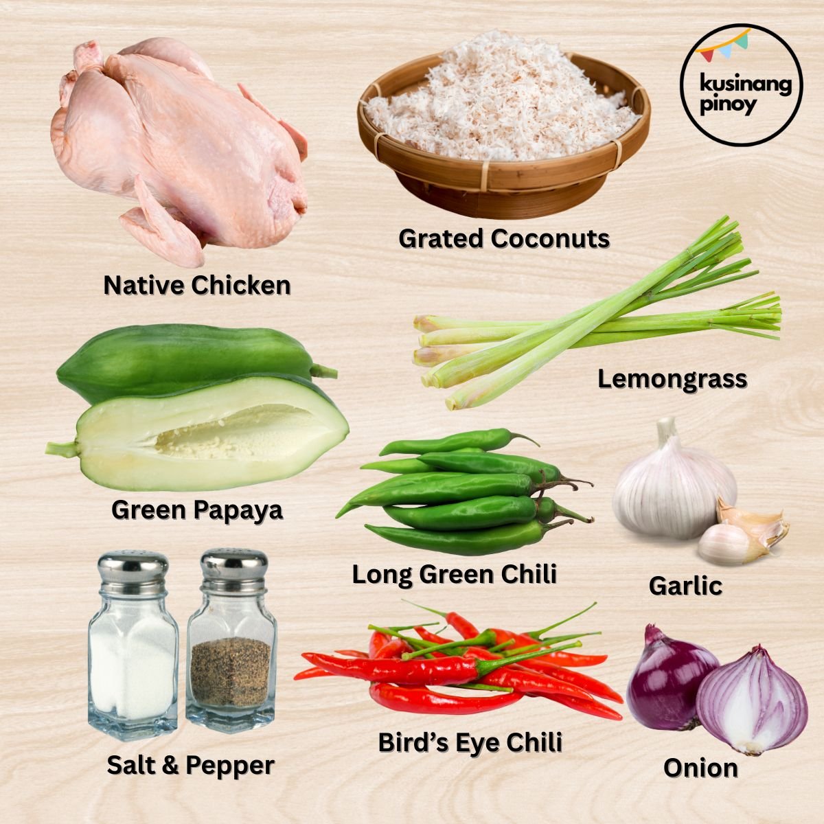 Ingredients for Tinutungang Manok